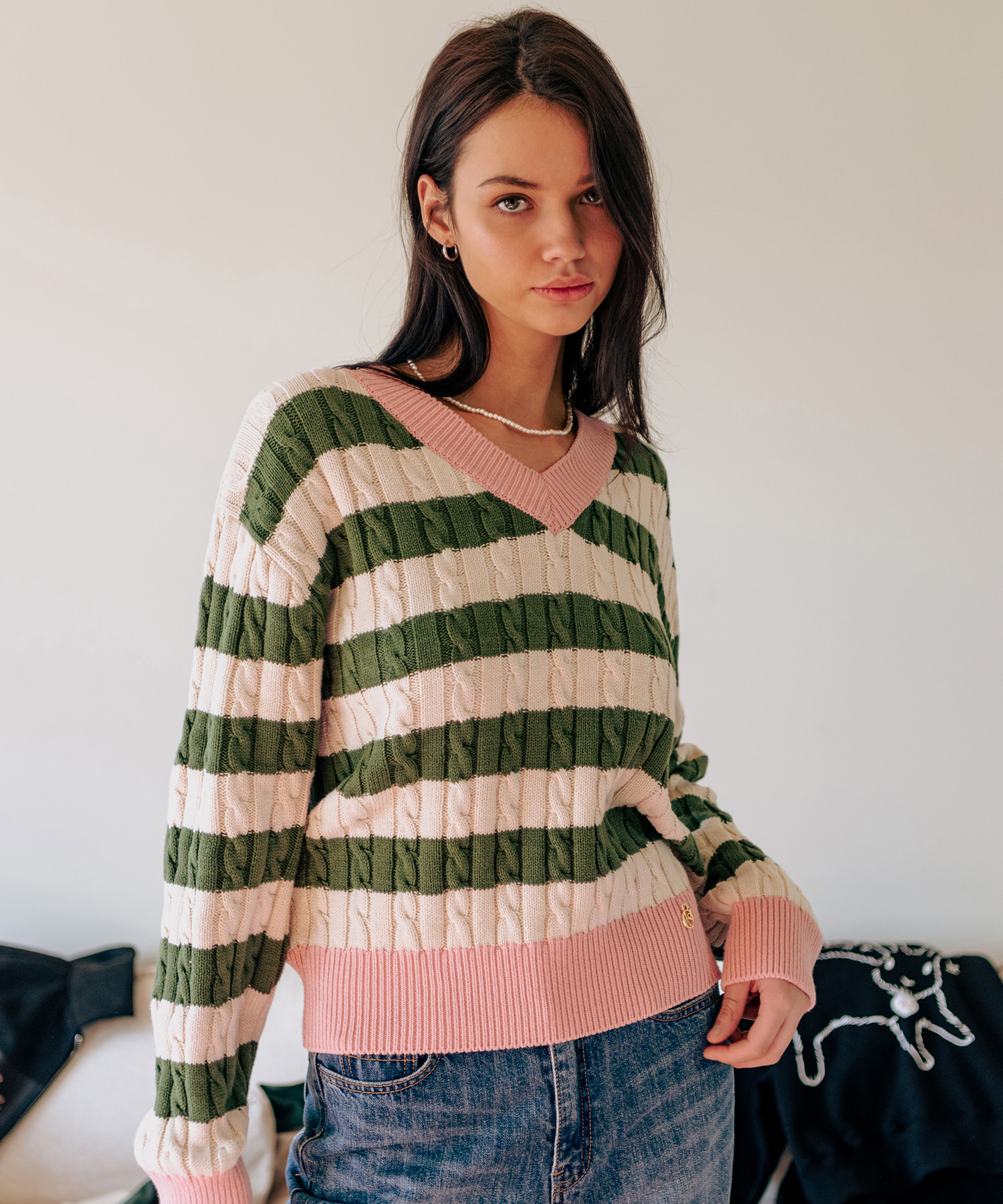 Taffy Cable Sweater-Green
