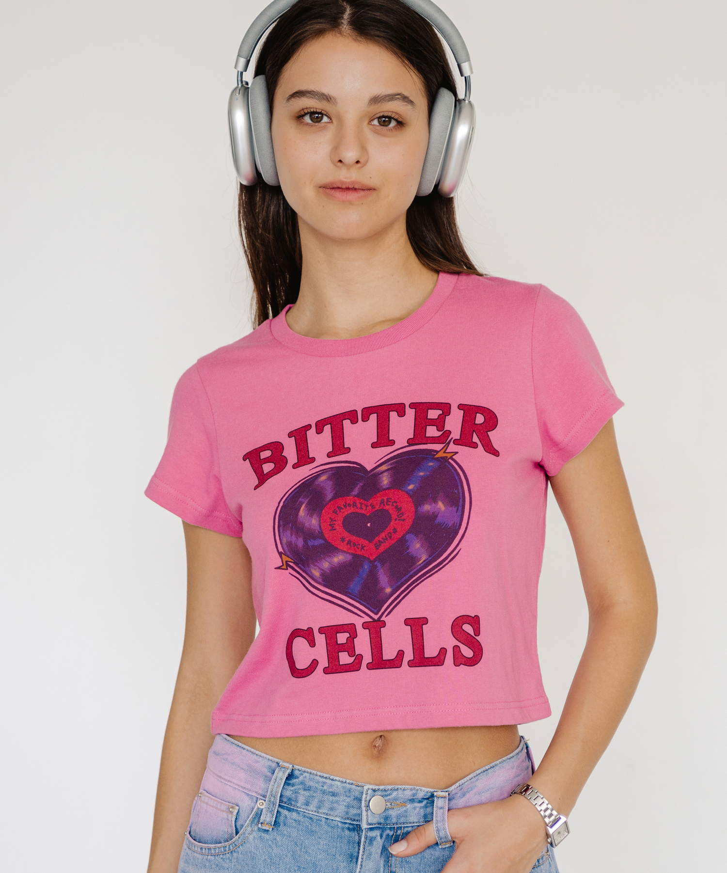 Heart Record Tee-Pink